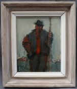 Will Roberts "Old Farmer" Oil on board Initialled and inscribed verso 24 x 19cm ***Artists