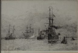 William Lionel Wyllie "The last journey" An Etching Signed in pencil to the margin 16.
