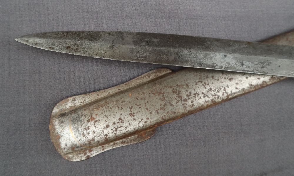 A Victorian Sword, the 87cm single edge fullered steel blade double edged for the last 26cm, - Image 4 of 6