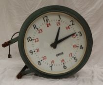 A Gents of Leicester Railway Station double sided electric wall mounted clock,