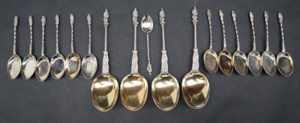 A set of four late Victorian silver gilt apostle spoons, Elkington & Co.