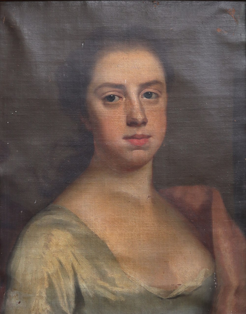 19th century British School Head and shoulders portrait of a young lady Oil on canvas 47.5 x 37. - Image 2 of 5