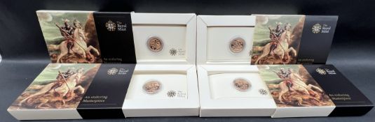 The Royal Mint - An Enduring Masterpiece - Four 2009 UK Sovereign Gold Bullion coins,
