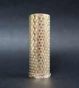 A 9ct gold lipstick holder of cylindrical form, with wave decoration to match the previous lot, 5.