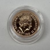 An Elizabeth II gold Sovereign dated 2017,