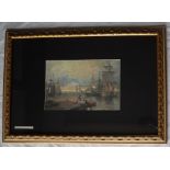 Leonard J Pearce Boats and figures in a harbour Oil on canvas 25.