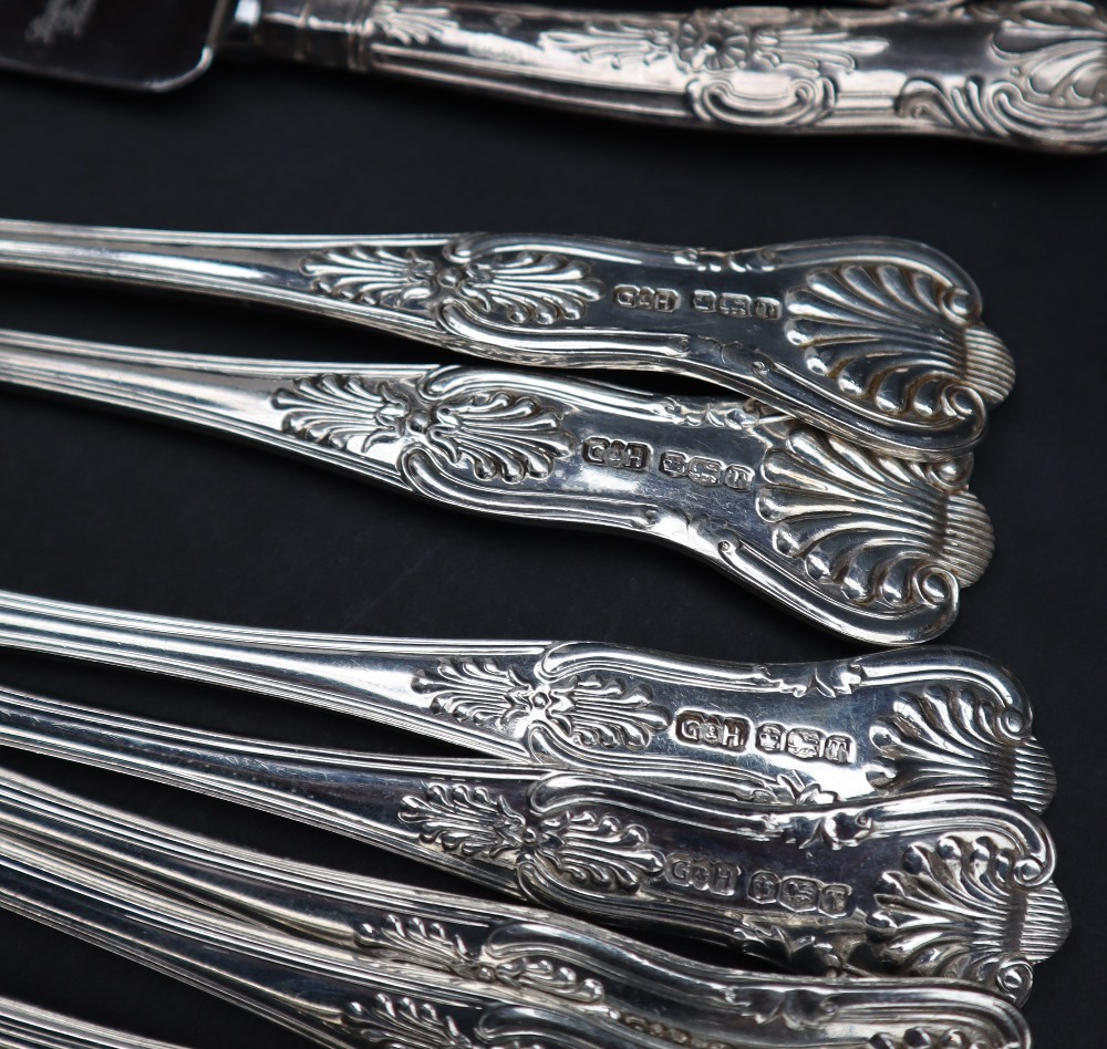 A set of six Elizabeth II silver Kings pattern dessert spoons together with matching table spoons, - Image 2 of 2