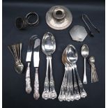 A set of six Elizabeth II silver Kings pattern dessert spoons together with matching table spoons,