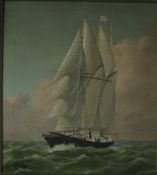 Leonard J Pearce A ship in full sail with figures Oil on board 37.5 x 33.