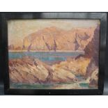 Christopher Williams (1873-1934) A beach scene with Rocky outcrops Oil on board Signed 29 x 39cm