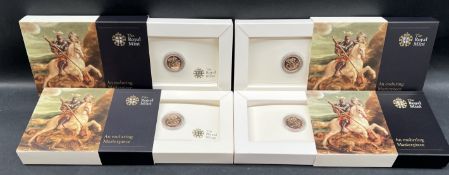 The Royal Mint - An Enduring Masterpiece - Four 2009 UK Half Sovereign Gold Bullion coins,