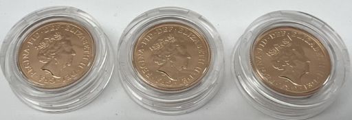 Three Elizabeth II gold Sovereigns dated 2017,