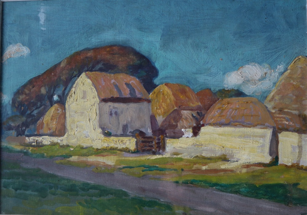 Christopher Williams (1873-1934) The Old Farm at Kenfig A farmstead with a track in the foreground - Image 2 of 3