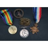 A set of three World War I medals including the British war medal and Victory medal issued to Lieut