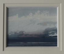 Naomi Tydeman A seascape with a stormy sky overhead Signed Watercolour 11 x 14cm