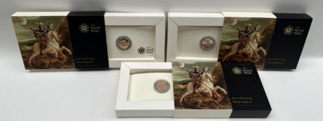 The Royal Mint - An Enduring Masterpiece - Three 2009 UK Half Sovereign Gold Bullion coins,