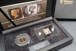 A Hatton's of London coin set including: The Penny Black anniversary set with an original penny