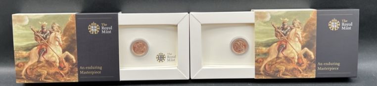 The Royal Mint - An Enduring Masterpiece - Two 2009 UK Half Sovereign Gold Bullion coins,