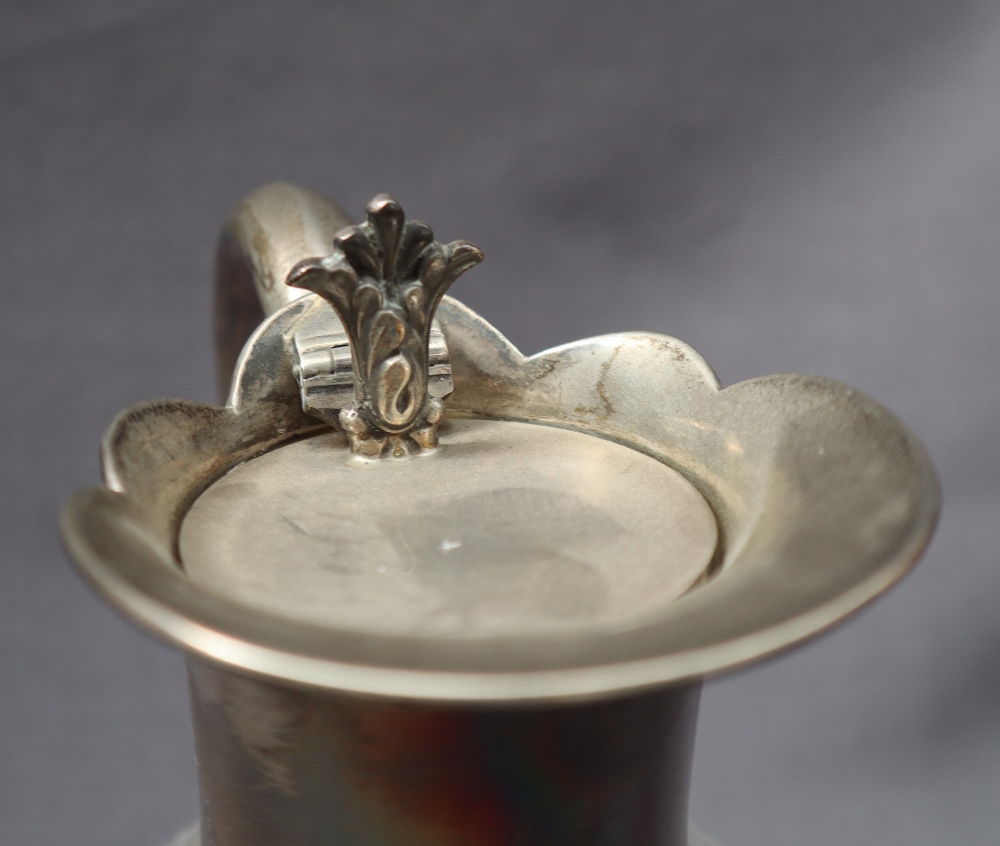 A George V silver topped and hobnail cut glass claret jug, with a leaf thumb piece, Sheffield, 1922, - Image 4 of 5