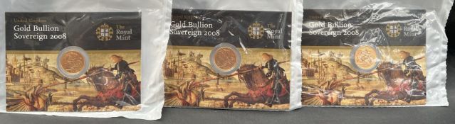 The Royal Mint - Three 2008 Gold Bullion Sovereigns,