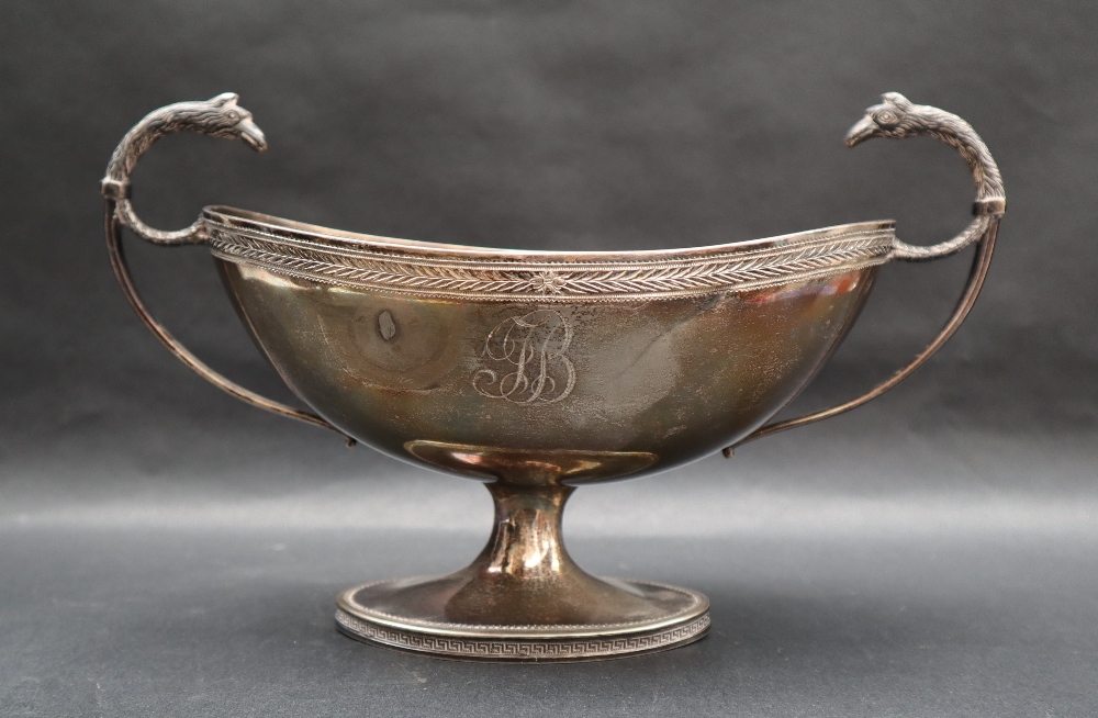 A continental white metal baluster hot water pot on three legs and hoof feet together with a large - Image 8 of 10