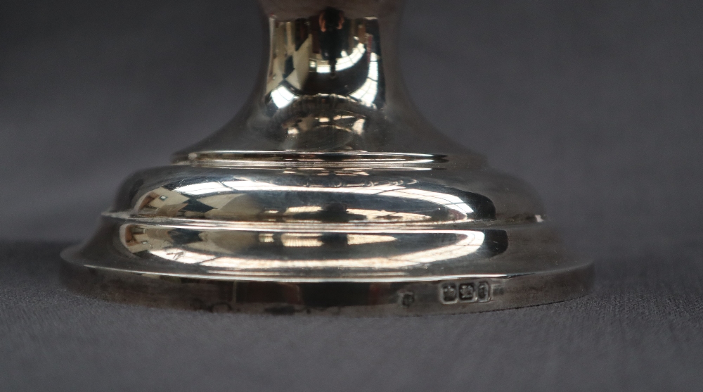 A Victorian silver oil lamp, of vase shape with a beaded rim and spreading foot, Sheffield, 1893, - Image 5 of 9