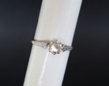 A solitaire diamond ring, set with an old round cut diamond, approximately 0.
