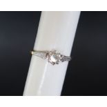 A solitaire diamond ring, set with an old round cut diamond, approximately 0.