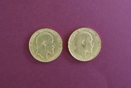 Two Edward VII gold sovereign,