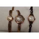 A lady's 9ct gold Omega wristwatch, with a circular dial and Batons,