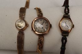 A lady's 9ct gold Omega wristwatch, with a circular dial and Batons,
