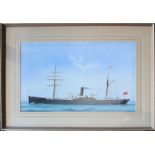 20th century British School Germania A steamer at sea Watercolour 38 x 63cm