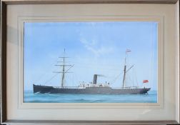 20th century British School Germania A steamer at sea Watercolour 38 x 63cm