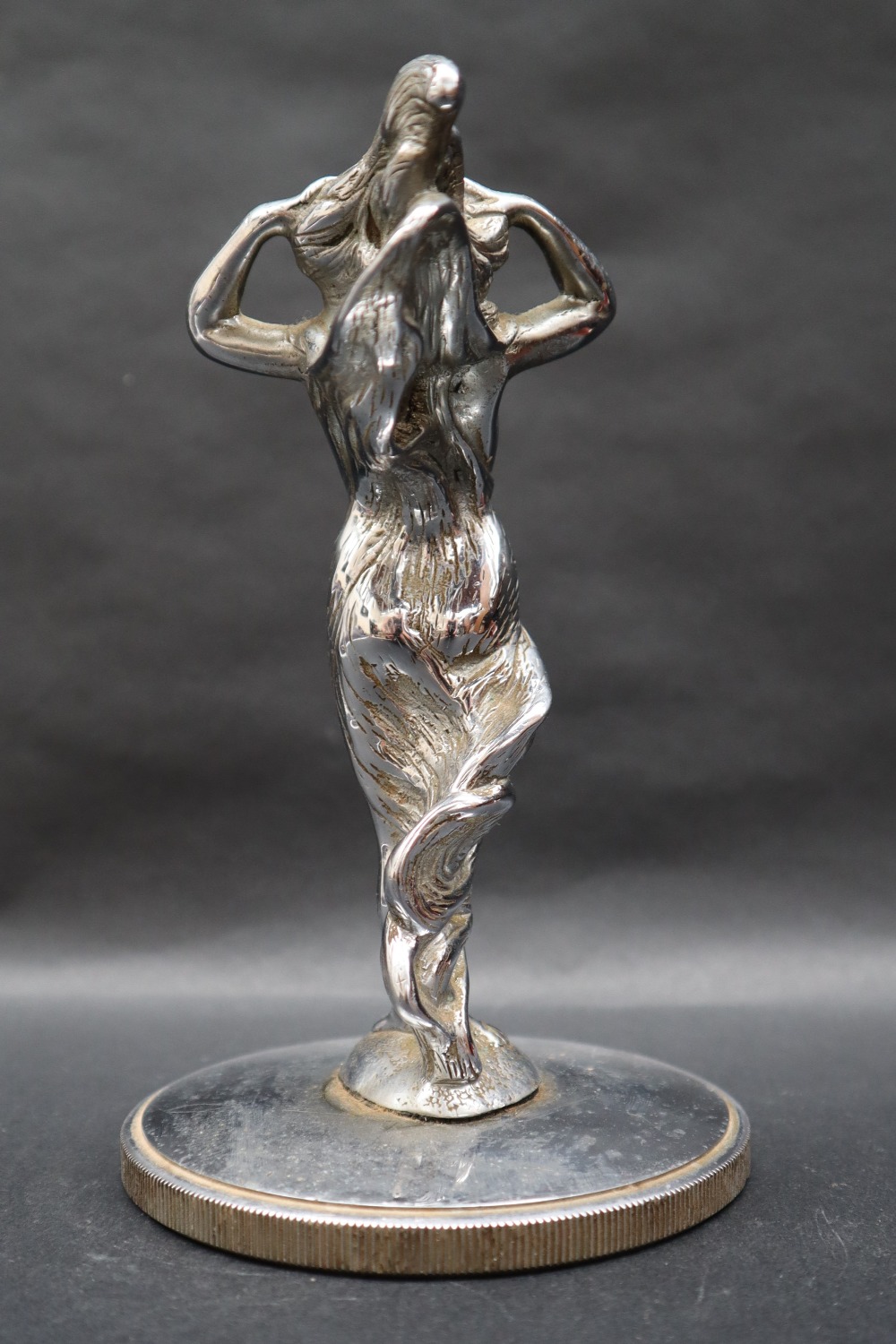 A chrome car / truck mascot of a maiden with flowing hair and arms raised, - Image 5 of 6