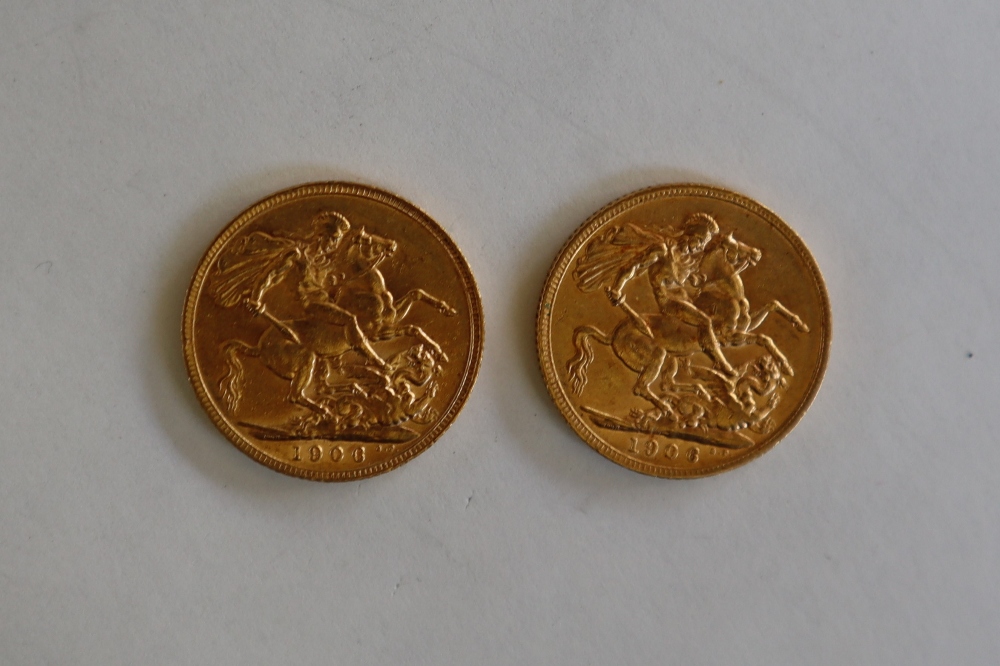 Two Edward VII gold sovereigns, - Image 2 of 2