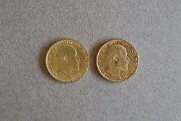 Two Edward VII gold sovereigns, dated 1902,