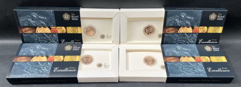 The Royal Mint - Pure Excellence - Four 2010 UK Sovereign Gold Bullion coin,