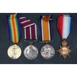 A set of three World War I medals including the 1914-15 star,