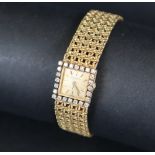 An 18ct gold Vacheron Constantin Geneva lady's wristwatch with a square dial and batons,
