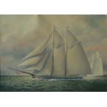 Leonard J Pearce A ship in full sail, unadorned Oil on paper 27.