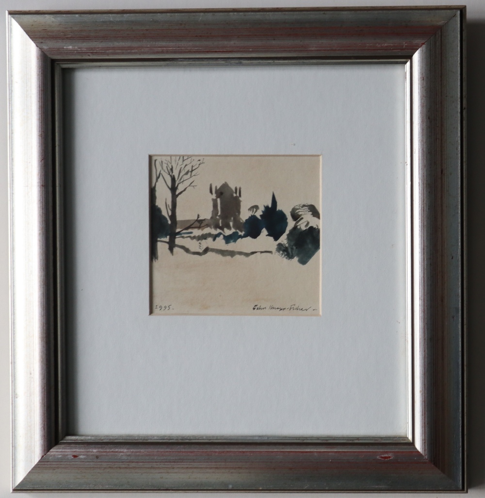 John Knapp Fisher Small folly near Lichfield, Watercolour Signed, dated 1995 and label verso 11. - Image 2 of 3