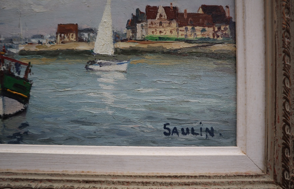 Saulin Deauville - Entree Du Port Oil on canvas Signed 21 x 25. - Image 3 of 5