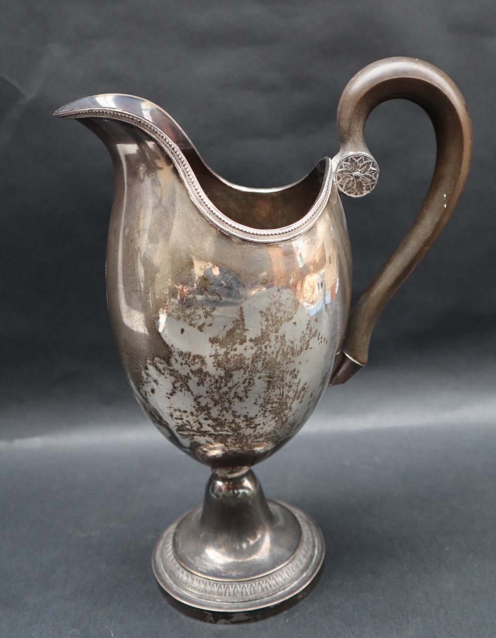 A continental white metal baluster hot water pot on three legs and hoof feet together with a large - Image 6 of 10