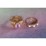 A 9ct gold amethyst set dress ring set with an oval faceted amethyst to a 9ct gold setting and