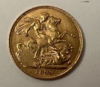 A late Victorian gold sovereign,