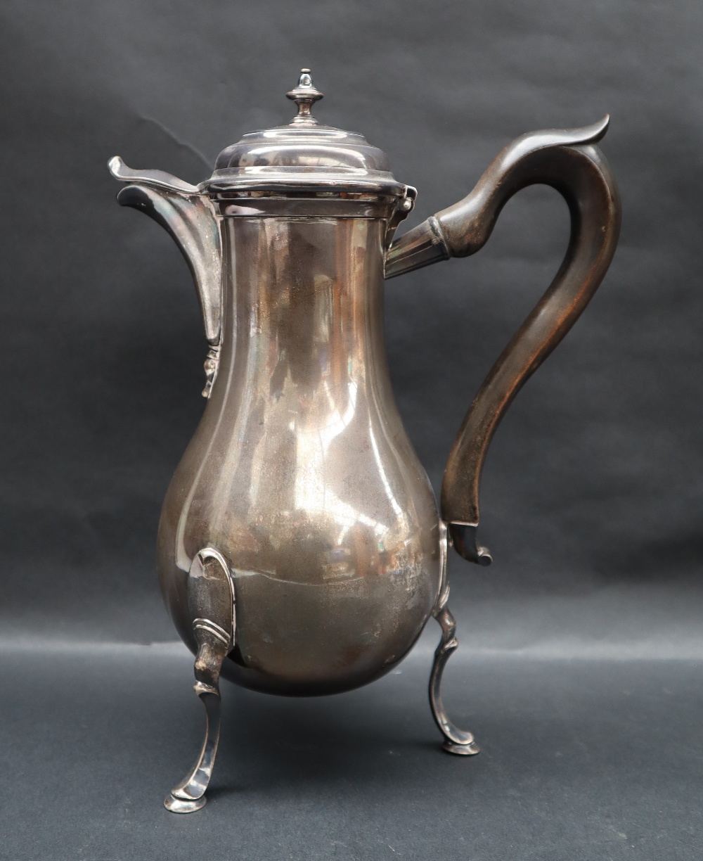 A continental white metal baluster hot water pot on three legs and hoof feet together with a large - Image 2 of 10