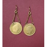 Two George III gold third guinea coins dated 1800,