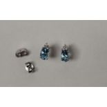 A pair of Aquamarine and diamond drop earrings,