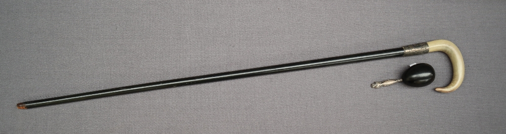 A silver and horn handled walking stick together with a white metal handled item - Image 2 of 3