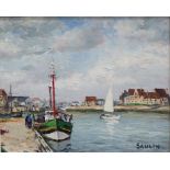 Saulin Deauville - Entree Du Port Oil on canvas Signed 21 x 25.